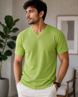 Men's Premium Dot Knit V Neck T-Shirt