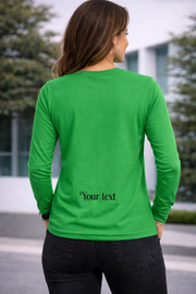 Custom Women's Full Sleeve T-Shirt - Personalized Printed Cotton Long-Sleeve Tee