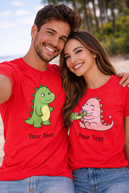 Cute Dinosaur Matching Couple T-Shirt