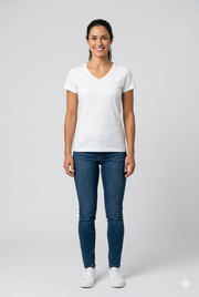 Custom Women's V-Neck T-Shirt - Personalized Printed Cotton Tee