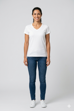Custom Women's V-Neck T-Shirt - Personalized Printed Cotton Tee