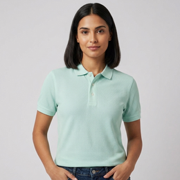 Women's Dot Knit Fabric Polo T-Shirt