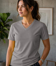 Women's Premium Dot Knit V Neck T-Shirt