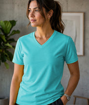 Women's Premium Dot Knit V Neck T-Shirt