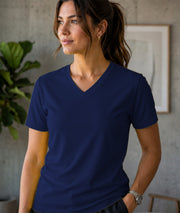 Women's Premium Dot Knit V Neck T-Shirt