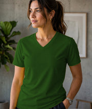 Women's Premium Dot Knit V Neck T-Shirt