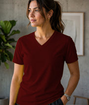 Women's Premium Dot Knit V Neck T-Shirt