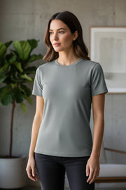 Women's Premium Dot Knit Round Neck T-Shirt