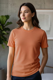 Women's Premium Dot Knit Round Neck T-Shirt