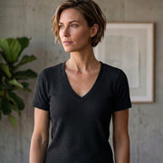Women Single Jersey Fabric V-Neck T-Shirts