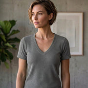 Women Single Jersey Fabric V-Neck T-Shirts
