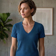 Women Single Jersey Fabric V-Neck T-Shirts