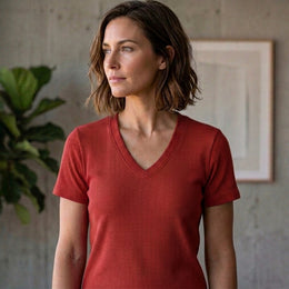 Poly Cotton Women V Neck T-Shirt