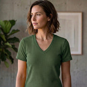 Poly Cotton Women V Neck T-Shirt