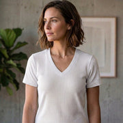 Poly Cotton Women V Neck T-Shirt