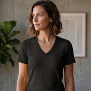 Poly Cotton Women V Neck T-Shirt