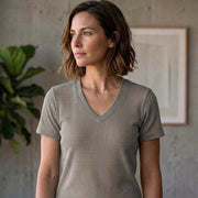 Poly Cotton Women V Neck T-Shirt
