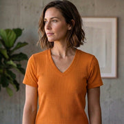 Poly Cotton Women V Neck T-Shirt